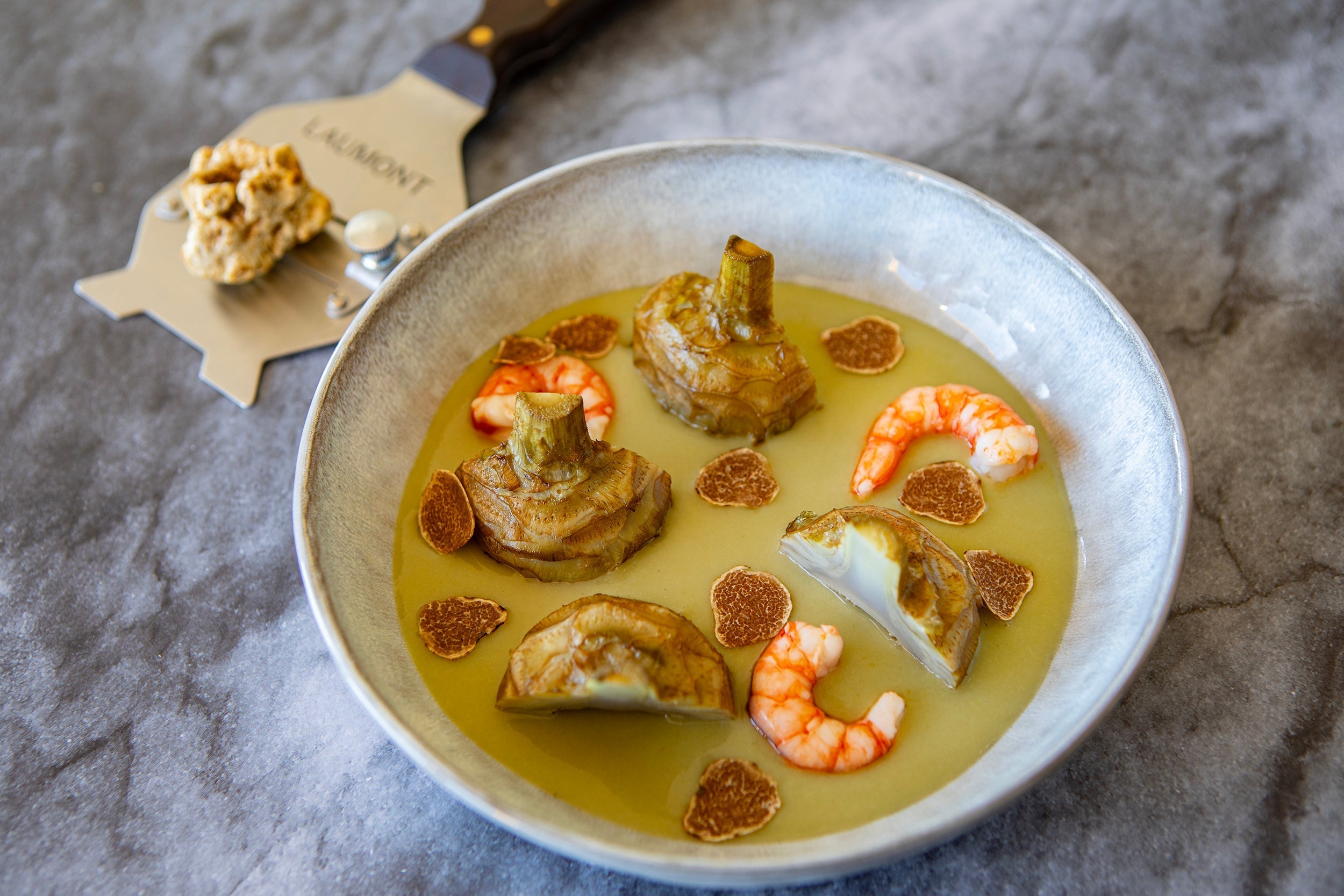 Confit Artichoke with Prawns and Truffle | Laumont Gourmet Recipe – LAUMONT UK