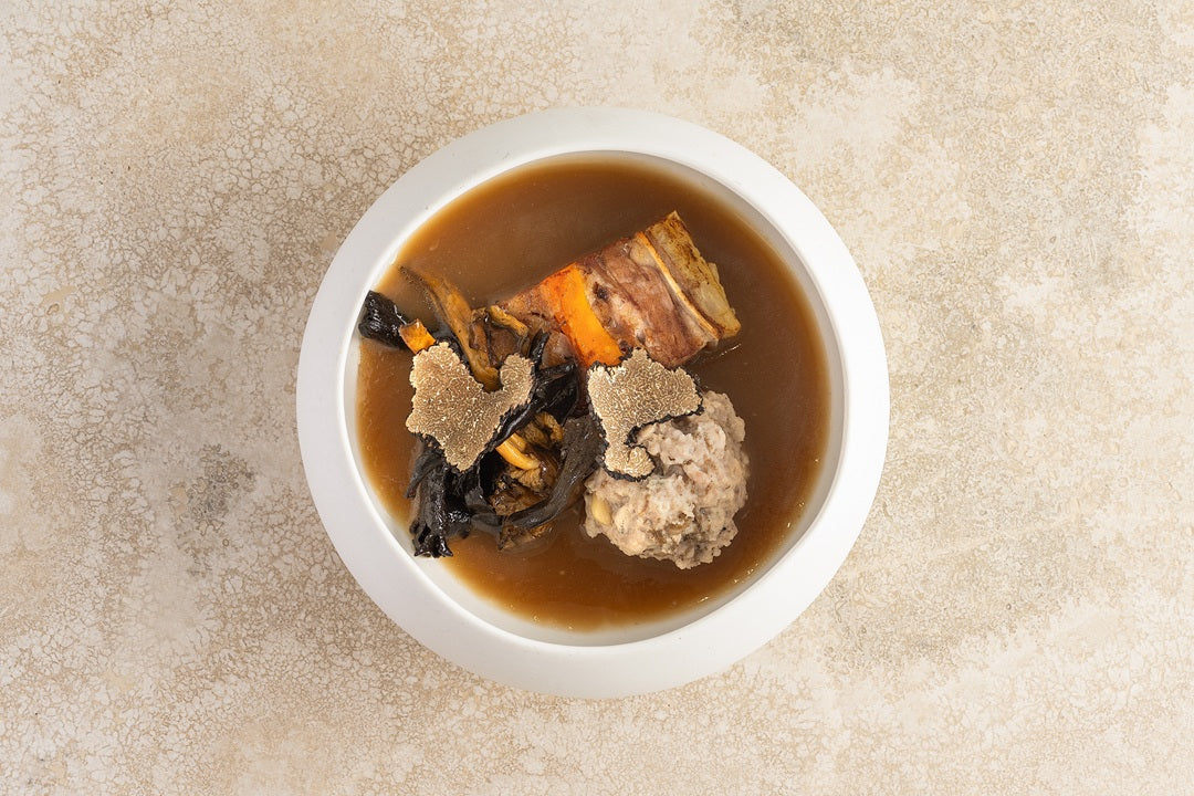 Reimagined Escudella with Mushrooms, Truffle and its Terrine