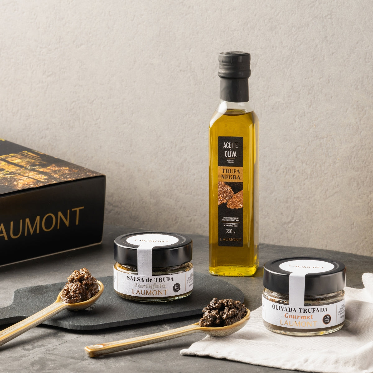 TRUFFLE APERITIF PACK – Black Truffle Oil, Summer Tartufata &amp; Truffled Olivade